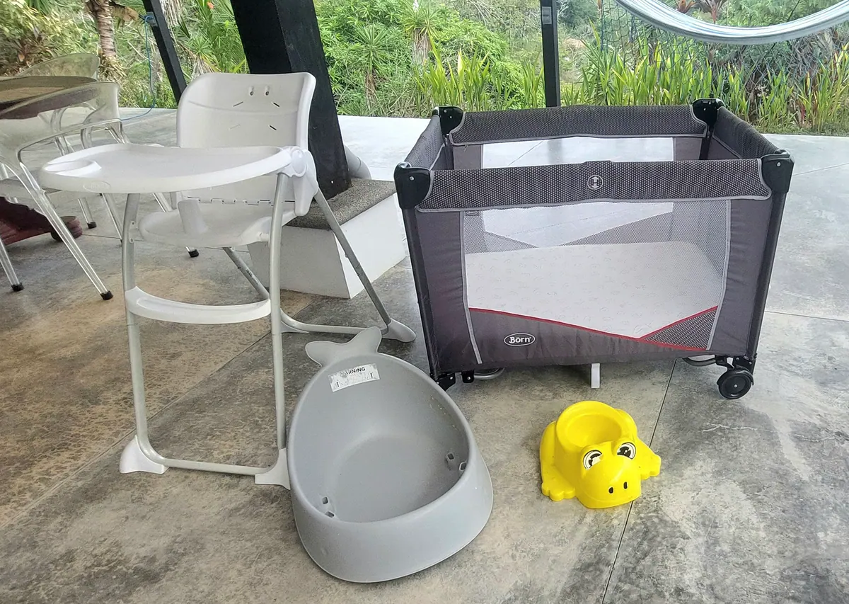 Baby safety gate and child-friendly features for family stays