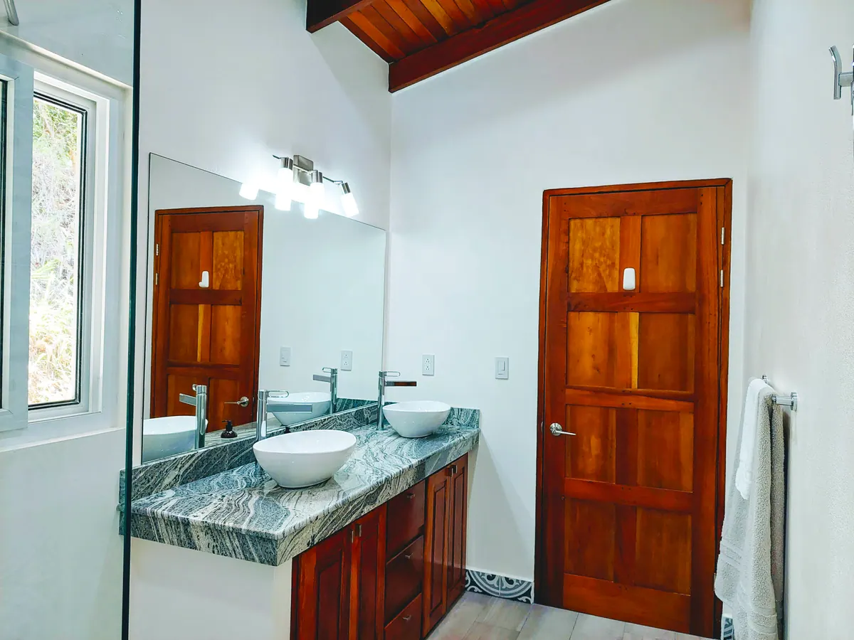 Master bathroom vanity with double sinks and ample counter space